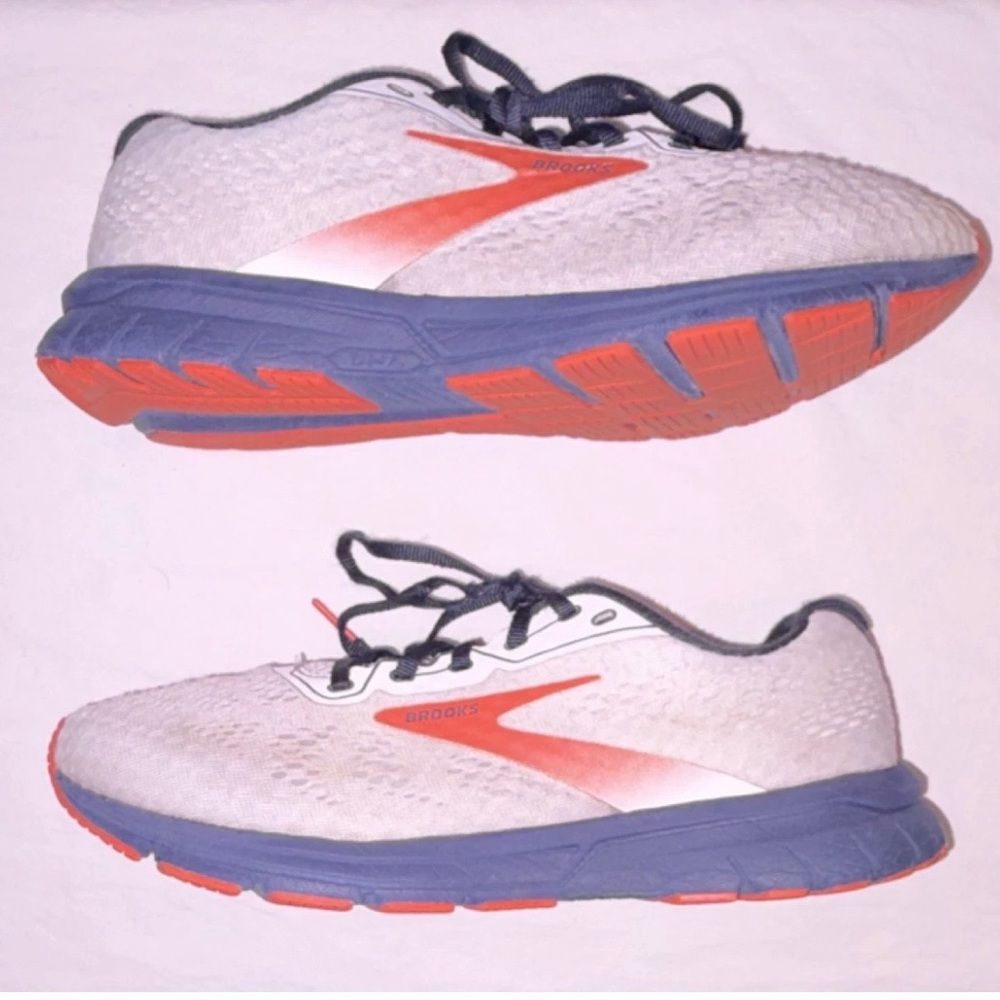 Brooks Launch 8 Running Shoes White Blue Orange Mesh Men's Size 8 Medium